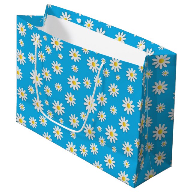 Enkelt ljus blått med vitt Daisy, Blommönster (Framsidan Vinklad)