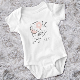 Enkelt ljus, jumping Lamb Rosa & White T Shirt