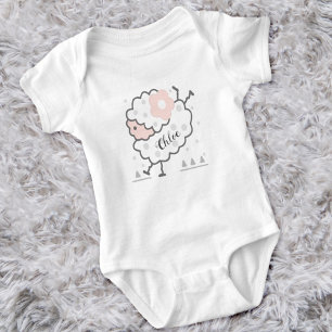 Enkelt ljus, jumping Lamb Rosa & White T Shirt