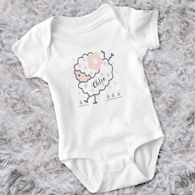 Enkelt ljus, jumping Lamb Rosa & White T Shirt (Skapare uppladdad)