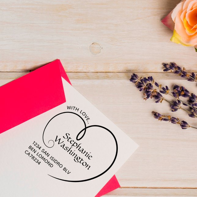 Enkelt ljus med Kärlek Heart Namn Returadress Stämpel (Skapare uppladdad)