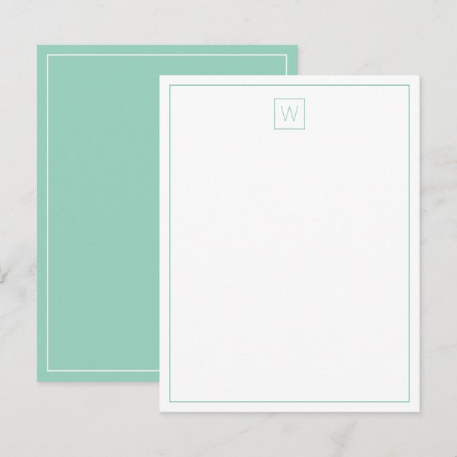 Enkelt ljus och vitt monogram anteckningskort (Fram/baksida)