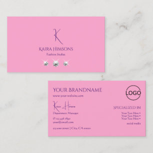 Enkelt Ljus rosa med Monogram Logotyp och judar Visitkort