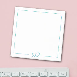 Enkelt ljusblå monogram Initialer Post-it Block