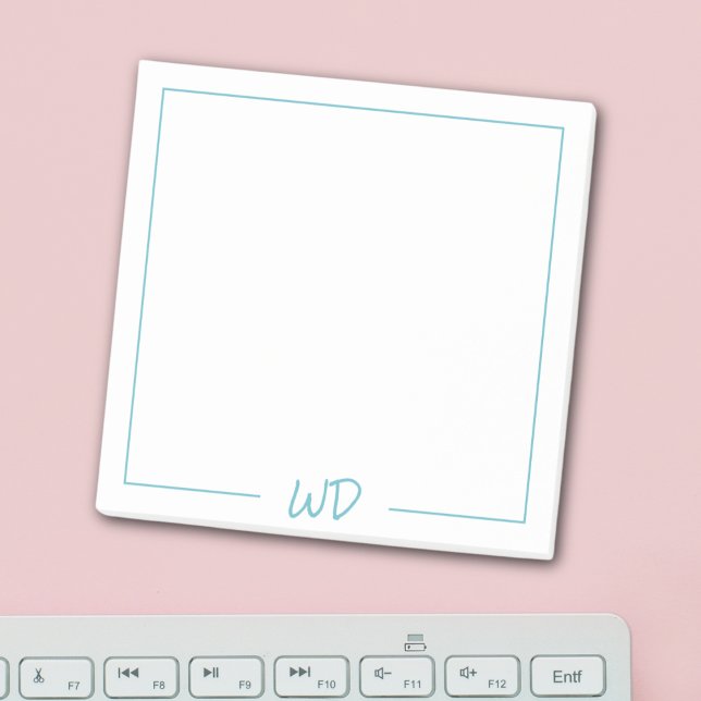 Enkelt ljusblå monogram Initialer Post-it Block (Skapare uppladdad)