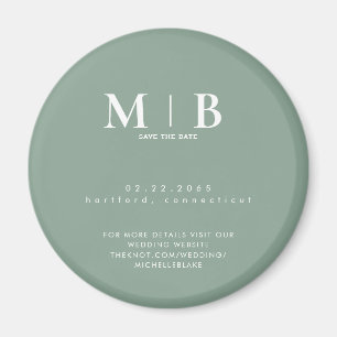 Enkelt ljussken Monogram Bröllop spara datum Magnet