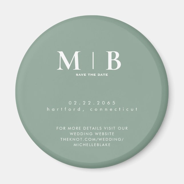 Enkelt ljussken Monogram Bröllop spara datum Magnet (Framsidan)