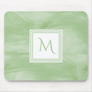 Enkelt ljust - modern Monogram för grön subtil Musmatta