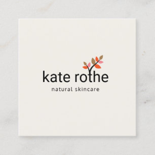 Enkelt Löv Sprig Natural Organic Beauty Fyrkantigt Visitkort