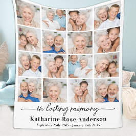 Enkelt Loving Memory 16 Photo Collage Memorial Fleecefilt