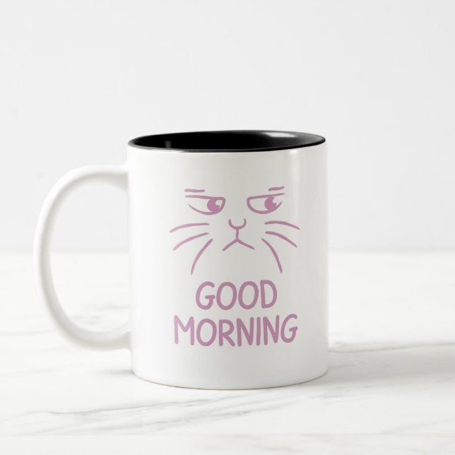 Enkelt lustigt katt Bra morgon Mugg (Vänster)