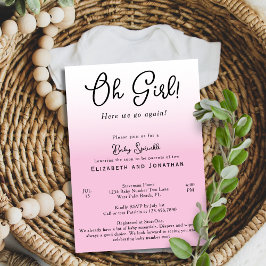 Enkelt lustigt Oh Girl Rosa 2nd Baby Shower Sprink Inbjudningar