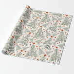 Enkelt målat Julgranar Presentpapper<br><div class="desc">En modern målad grönt Julgranar mönster med röd stjärna. Röd och grönt.</div>