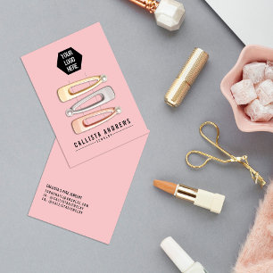 Enkelt Många Hair Clip-Visning för svart Rosa Visitkort