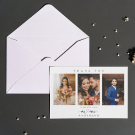 Enkelt Manus Hjärta Herr Och Fru Bröllopsfoto Tack Kort