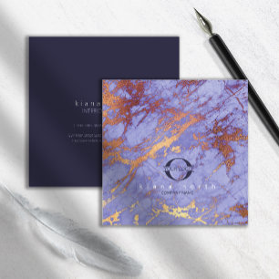 Enkelt Marble Logotyp Lila Guld Navy ID672 Fyrkantigt Visitkort