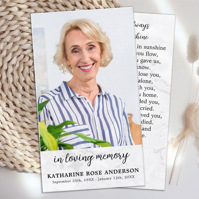 Enkelt Marble Photo Memorial Funeral Prayer Card (Skapare uppladdad)