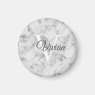 Enkelt Marble Watercolor Monogram Namn Magnet