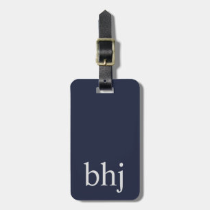 Enkelt marint blått första monogram bagagebricka