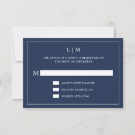 Enkelt marint blått Monogram Elegant bröllop OSA Kort