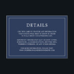 Enkelt marint blått Monogram Elegant bröllop Tilläggskort<br><div class="desc">Ett enkelt elegant i bröllop-höljet med en modern utformning med dina detaljer omgivna av ett tunt gräns. All text är vit över en marin blå bakgrund. Färgen typsnitt och bakgrunden kan ändras till valfritt färg genom att klicka på knappen "anpassa". En chic och snyggt som är underbar för ett minimalistiskt...</div>