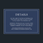Enkelt marint blått Monogram Elegant bröllop Tilläggskort<br><div class="desc">Ett enkelt elegant i bröllop-höljet med en modern utformning med dina detaljer omgivna av ett tunt gräns. All text är vit över en marin blå bakgrund. Färgen typsnitt och bakgrunden kan ändras till valfritt färg genom att klicka på knappen "anpassa". En chic och snyggt som är underbar för ett minimalistiskt...</div>