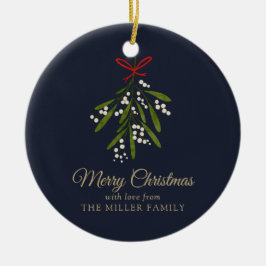 Enkelt marint mistletojulfoto julgransprydnad keramik