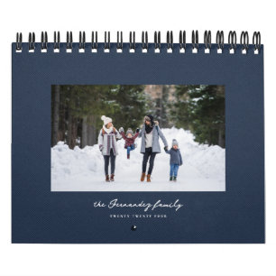 Enkelt marint pärlben tweed klassisk familj kalender