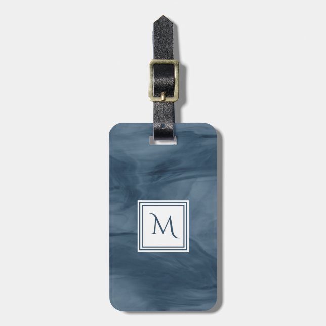 Enkelt marmor, blå, subtil marmor, modern Monogram Bagagebricka (Vertikal Framsida)