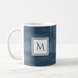 Enkelt marmor, blå, subtil marmor, modern Monogram Kaffemugg