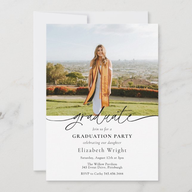 Enkelt meddelande från Studenten med foto Inbjudningar (Framsida)