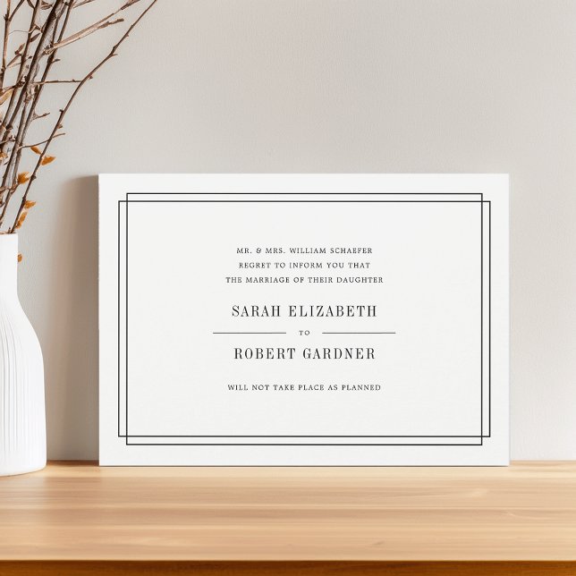 Enkelt meddelande om annullering av Bröllop Inbjudningar (Skapare uppladdad)