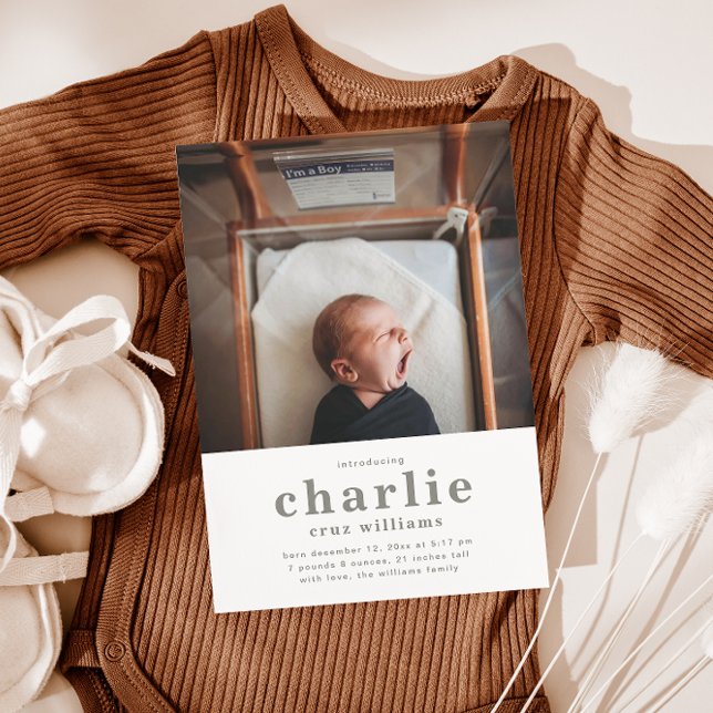 Enkelt meddelande om fotofödelse | Boy's Birth Inbjudningar (Skapare uppladdad)