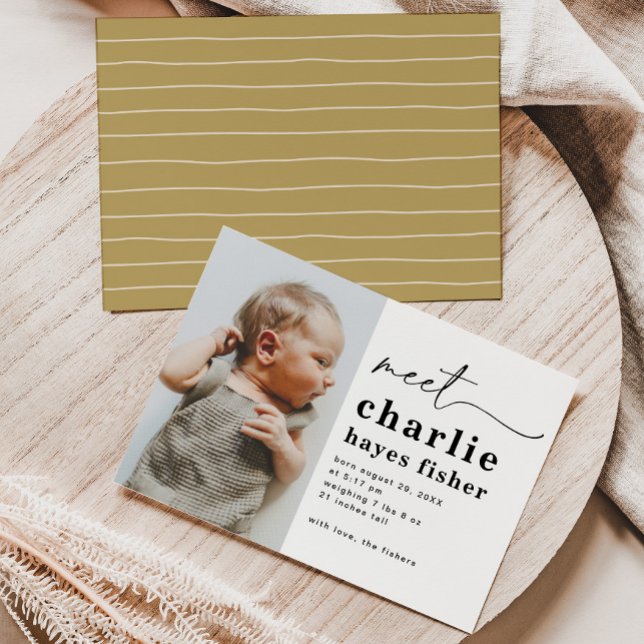Enkelt meddelande om fotofödelse | Boy's Birth Inbjudningar (Skapare uppladdad)