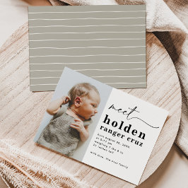 Enkelt meddelande om fotofödelse | Boy's Birth Inbjudningar