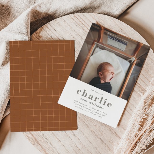 Enkelt meddelande om fotofödelse | Boy's Birth Inbjudningar (Skapare uppladdad)