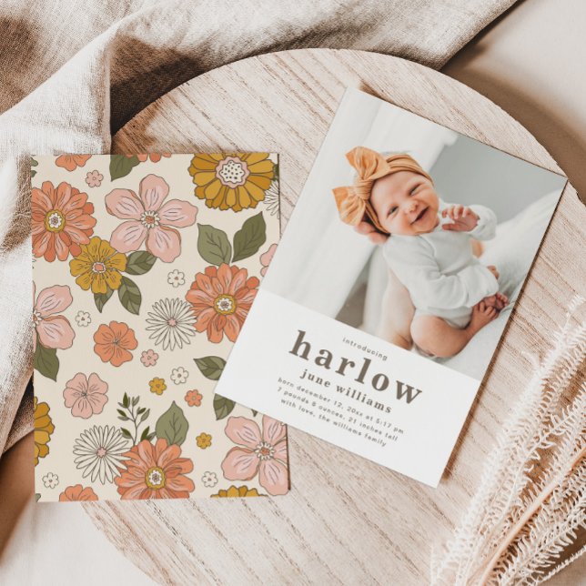 Enkelt meddelande om fotofödelse | Girl Birth Inbjudningar (Skapare uppladdad)