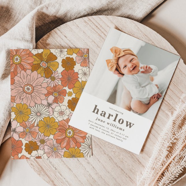 Enkelt meddelande om fotofödelse | Girl Birth Inbjudningar (Skapare uppladdad)