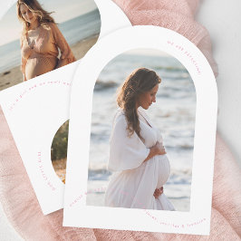 enkelt meddelande om rosa-fotoarch baby gravid inbjudningar