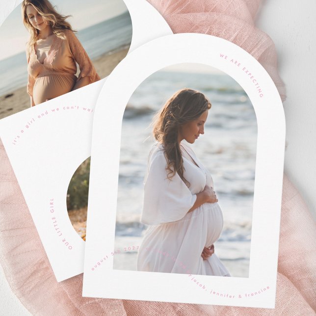 enkelt meddelande om rosa-fotoarch baby gravid inbjudningar (Skapare uppladdad)