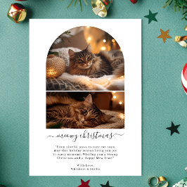Enkelt Meowy God jul Cute Cat Arch-foto Julkort