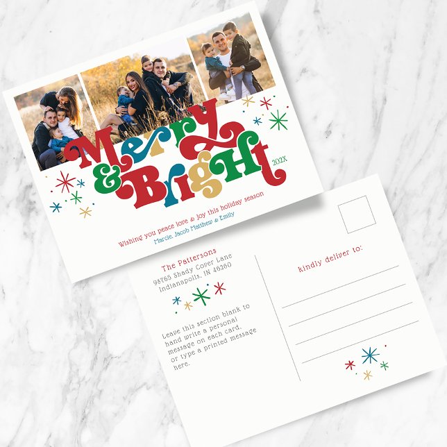 Enkelt merry och Bright Photo Helgdag-vykort Helg Vykort (Skapare uppladdad)