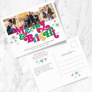 Enkelt merry och Bright Photo Helgdag-vykort Helg Vykort
