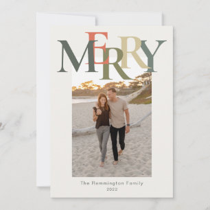 Enkelt merry Photo Flat Sage Orange Ivory Julkort