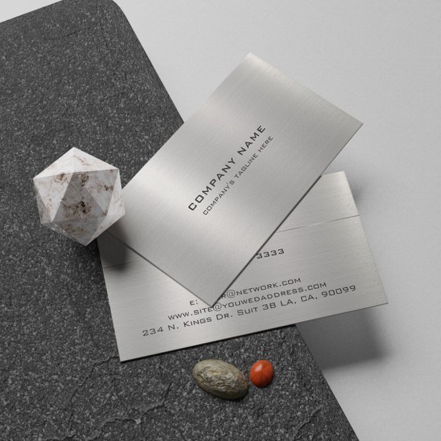 Enkelt metallstomme, Silver Brushed Steel-utseende Visitkort (Skapare uppladdad)