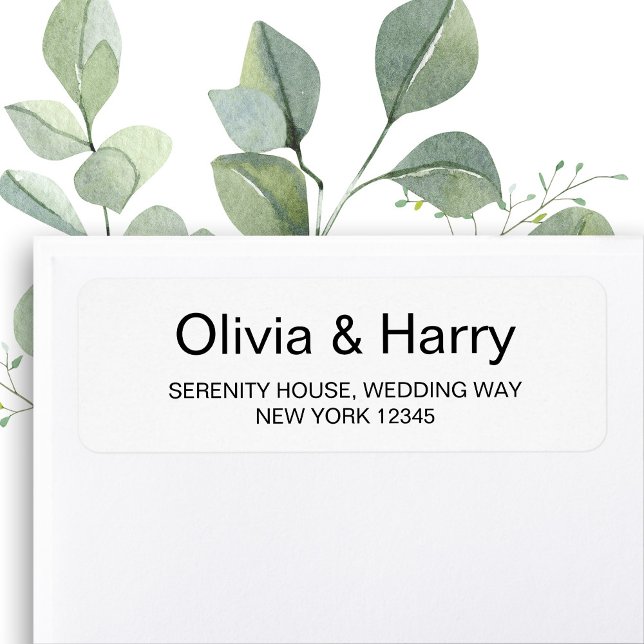 Enkelt minimal adressetikett för stor utskrift returadress etikett (Personalize Your Names in Elegant Large Print. Add Return Address.)