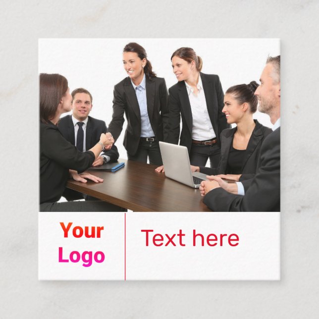 ENKELT MINIMAL LÄGG TILL ANPASSNINGSBARNA LOGOTYP  FYRKANTIGT VISITKORT (Framsida)