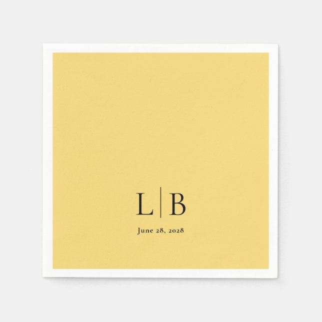 Enkelt minimal Lemon Drop Gult Bröllop Pappersservett (Framsidan)