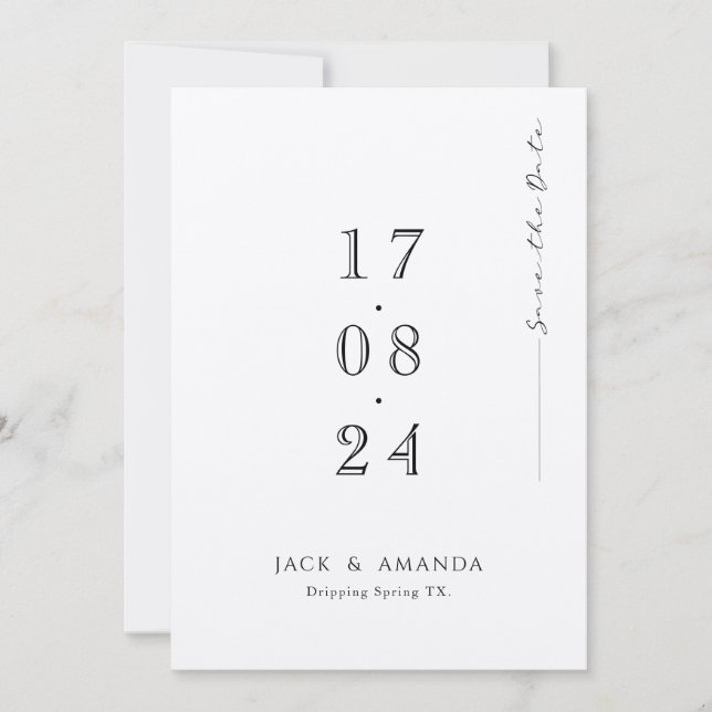 Enkelt minimal typografi Bröllop spara datum Datumet (Framsida)
