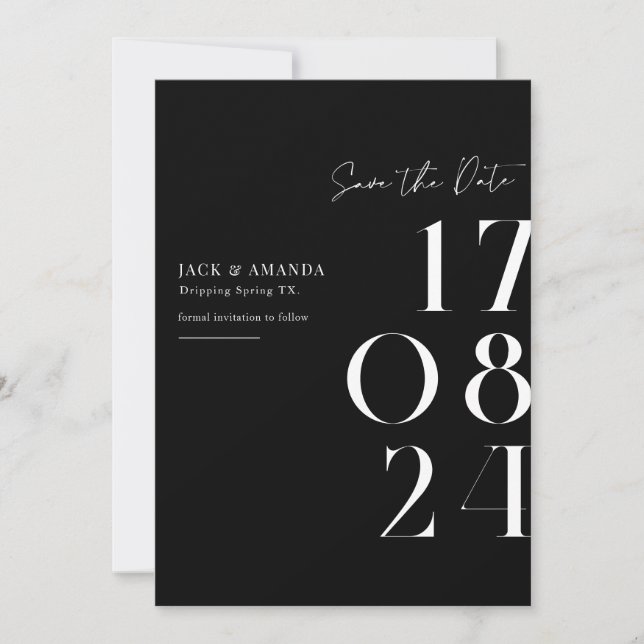 Enkelt minimal typografi Bröllop spara datum Datumet (Framsida)